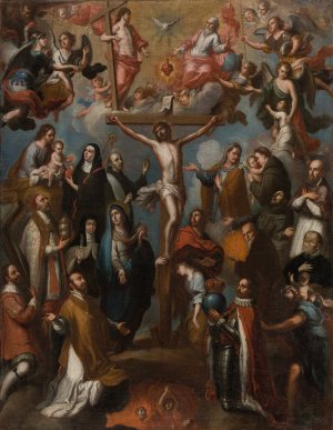 Allegory of the Crucifixion with Jesuit Saints by Francisco Antonio Vallejo Oil Painting