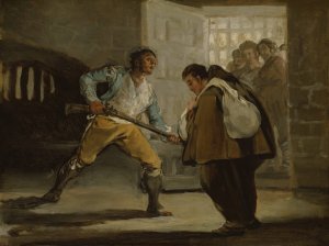 El Maragato Threatens Friar Pedro de Zaldivia with His Gun by Francisco De Goya Oil Painting