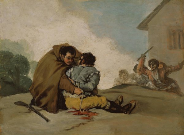 Friar Pedro Binds El Maragato with a Rope  by Francisco De Goya - Hand-Painted Oil Painting Reproduction