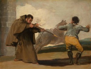 Friar Pedro Shoots El Maragato as His Horse Runs Off by Francisco De Goya Oil Painting