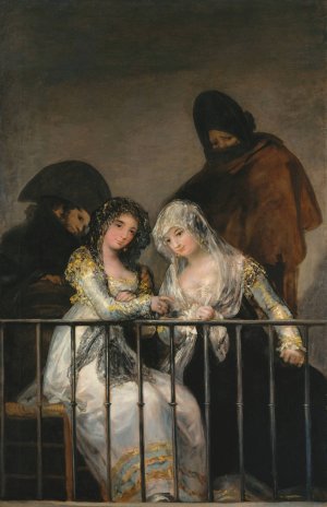 Majas on a Balcony by Francisco De Goya Oil Painting