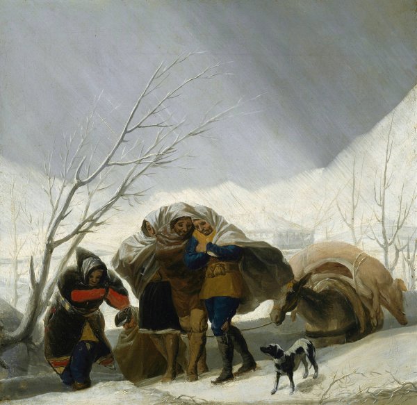 Winter Scene  by Francisco De Goya - Hand-Painted Oil Painting Reproduction