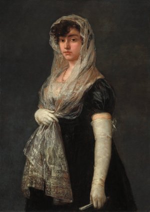 Young Lady Wearing a Mantilla and Basquina by Francisco De Goya Oil Painting