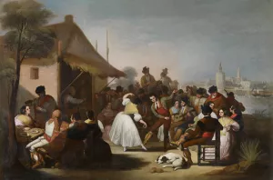 A Dance in Triana by Francisco De Paula Escribano Linan Oil Painting
