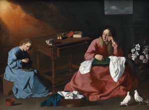 Christ and the Virgin in the House at Nazareth by Francisco De Zurbaran Oil Painting