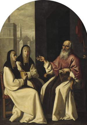 Saint Jerome with Saint Paula and Saint Eustochium by Francisco De Zurbaran Oil Painting