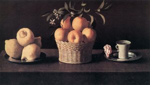 Still Life with Oranges, Lemons and Rose by Francisco De Zurbaran Oil Painting