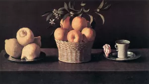 Still Life with Oranges, Lemons and Rose painting by Francisco De Zurbaran