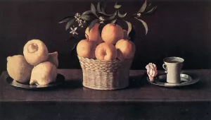 Still Life with Oranges, Lemons and Rose Oil painting by Francisco De Zurbaran