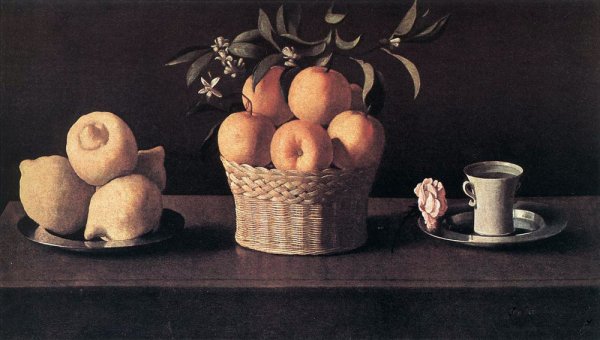 Main Product Photo of Still Life with Oranges, Lemons and Rose Painting by Francisco De Zurbaran