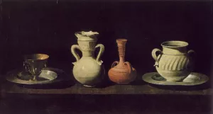 Still Life with Pottery Jars by Francisco De Zurbaran - Oil Painting Reproduction