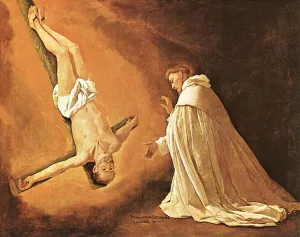 The Apparition of Apostle St Peter to St Peter of Nolasco painting by Francisco De Zurbaran