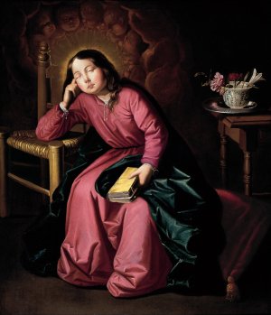 The Child Virgin Asleep by Francisco De Zurbaran Oil Painting