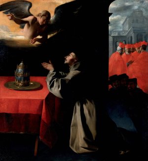 The Prayer Of St. Bonaventura About The Selection Of The New Pope by Francisco De Zurbaran Oil Painting
