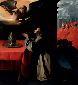 The Prayer Of St. Bonaventura About The Selection Of The New Pope by Francisco De Zurbaran Oil Painting