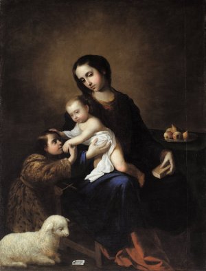 The Virgin And Child With The Infant St John The Baptist by Francisco De Zurbaran Oil Painting
