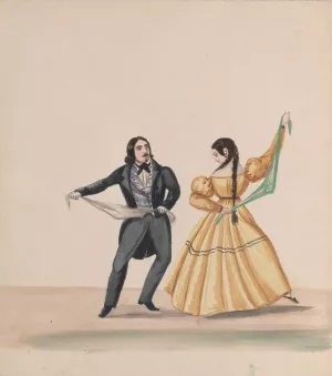 A man and a woman dancing by Francisco Fierro A man and a woman dancing by Francisco Fierro Oil Painting