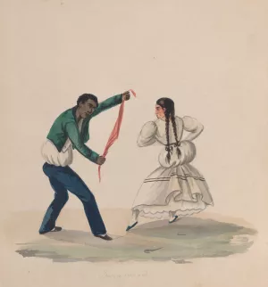 A man and woman dancing the Zamacueca by Francisco Fierro A man and woman dancing the Zamacueca by Francisco Fierro Oil Painting
