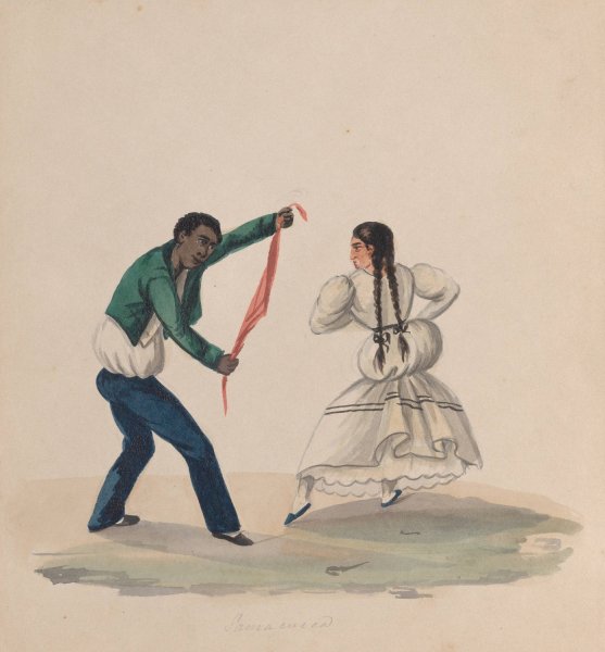 A man and woman dancing the Zamacueca  by Francisco Fierro - Hand-Painted Oil Painting Reproduction