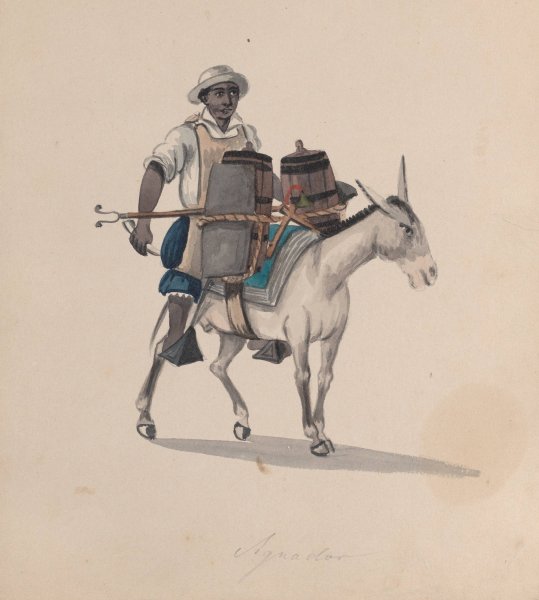 A watercarrier riding a donkey  by Francisco Fierro - Hand-Painted Oil Painting Reproduction