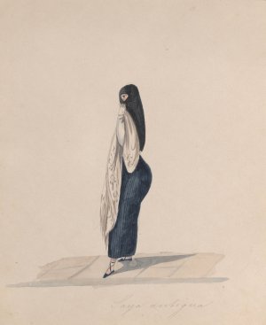 A woman wearing the saya standing in profile by Francisco Fierro Oil Painting
