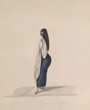 A woman wearing the saya standing in profile by Francisco Fierro A woman wearing the saya standing in profile by Francisco Fierro Oil Painting