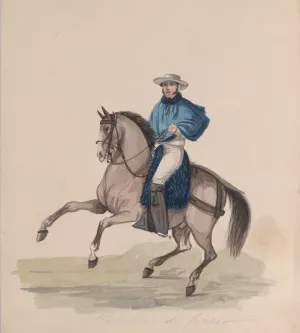 An elegantly dressed man on horseback by Francisco Fierro Oil Painting