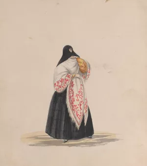 An elegantly dressed woman by Francisco Fierro Oil Painting