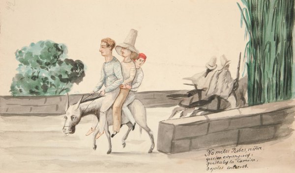 Country Highway and Indians on Horseback  by Francisco Fierro - Hand-Painted Oil Painting Reproduction