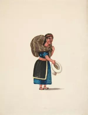 Indian Woman Going to Market by Francisco Fierro Indian Woman Going to Market by Francisco Fierro Oil Painting