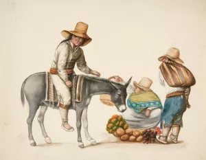 Indian Woman Selling Vegetables by Francisco Fierro Oil Painting