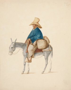 Man on Mule with Loaded Saddlebacks by Francisco Fierro Oil Painting