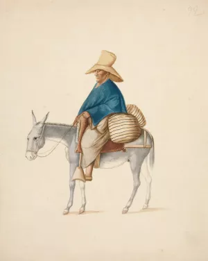 Man on Mule with Loaded Saddlebacks by Francisco Fierro Oil Painting