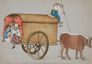 Prarie Schooner Drawn by two oxen by Francisco Fierro Oil Painting