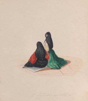 Two woman wearing the saya attending mass by Francisco Fierro Oil Painting