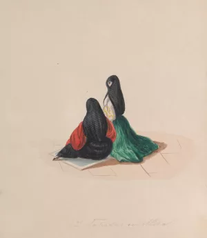 Two woman wearing the saya attending mass by Francisco Fierro Oil Painting