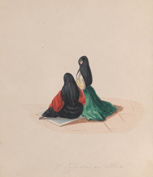 Two woman wearing the saya attending mass  by Francisco Fierro - Hand-Painted Oil Painting Reproduction