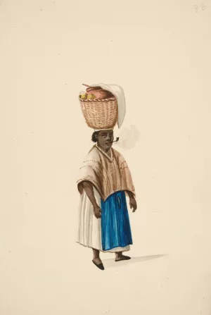 Woman with Basket on her Head by Francisco Fierro Woman with Basket on her Head by Francisco Fierro Oil Painting