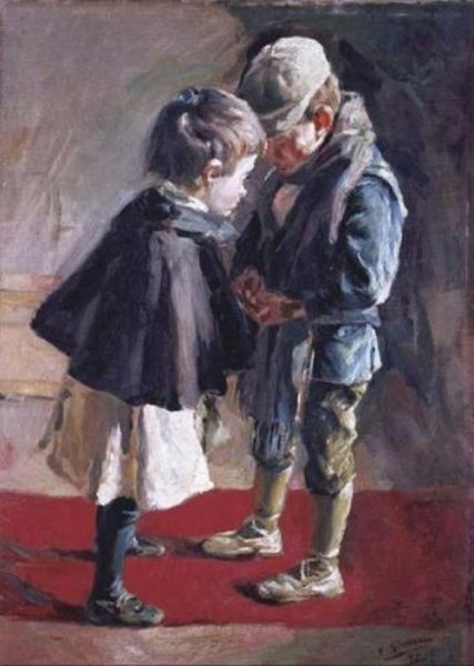 Ninos Jugando by Francisco Gimeno Arasa - Hand-Painted Oil Painting Reproduction
