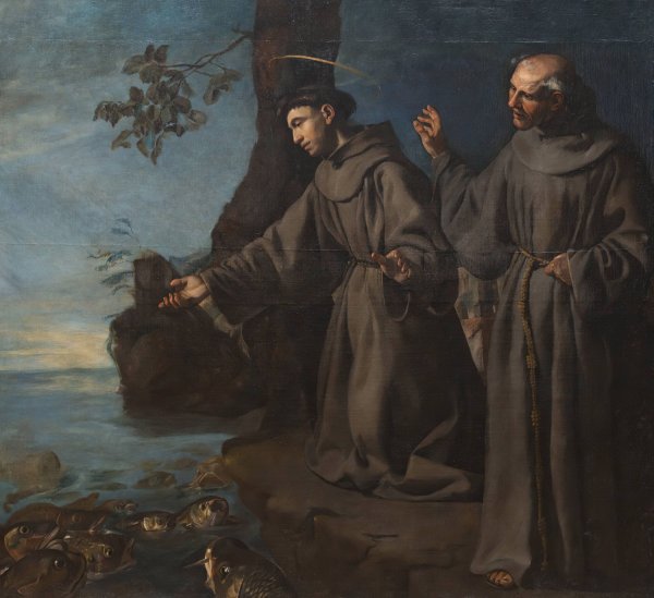 St. Anthony Preaching to the Fishes  by Francisco Herrera The Elder - Hand-Painted Oil Painting Reproduction