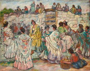 Manolas outside the bullring by Francisco Iturrino Oil Painting