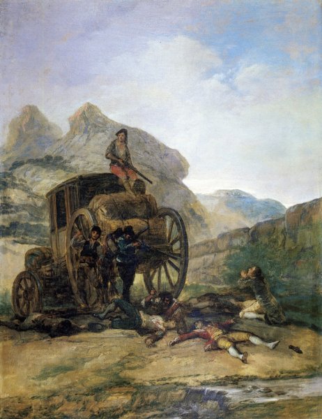 Attack on a Coach by Francisco Goya - Hand-Painted Oil Painting Reproduction