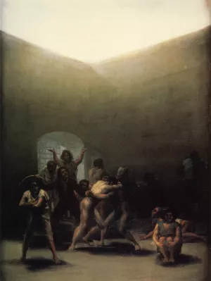 Courtyard with Lunatics Oil painting by Francisco Goya