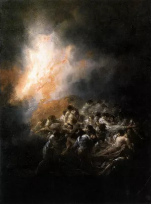 Fire at Night Oil painting by Francisco Goya