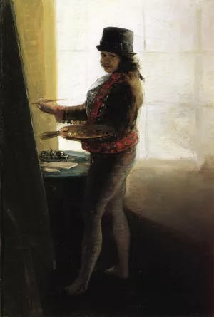 Goya in His Studio by Francisco Goya Oil Painting