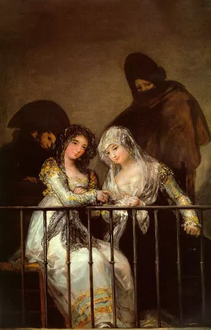 Majas on a Balcony by Francisco Goya Oil Painting