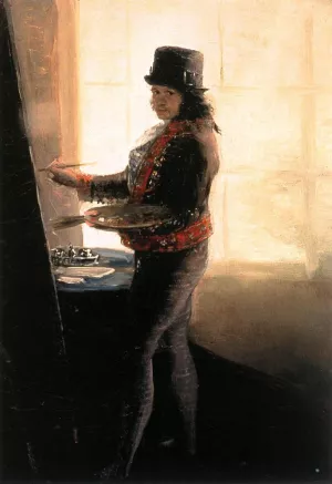 Self-Portrait in the Workshop Oil painting by Francisco Goya