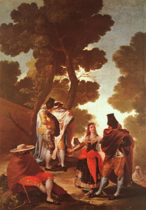The Maja and the Masked Men Oil painting by Francisco Goya