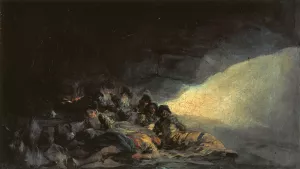 Vagabonds Resting in a Cave Oil painting by Francisco Goya