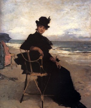 A Lady Seated On A Veranda